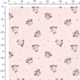 Tissu - Oursons roses sur fond rose