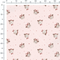 Tissu - Oursons roses sur fond rose