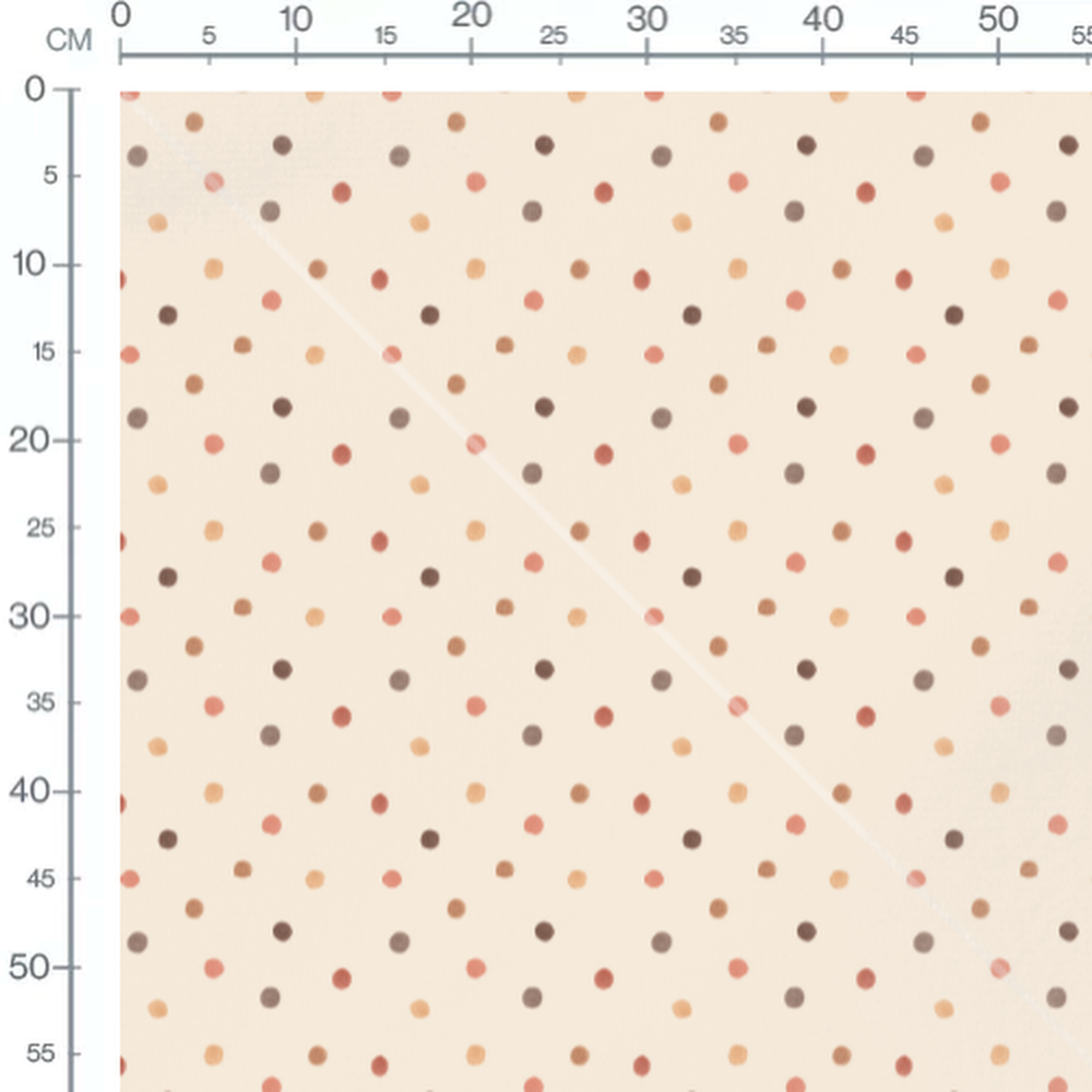 Tissu - Pois marron, orange et rose