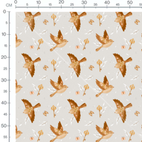 Tissu - Oiseaux bruns sur fond gris