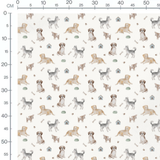 Tissu - Chiens sur fond blanc coloré