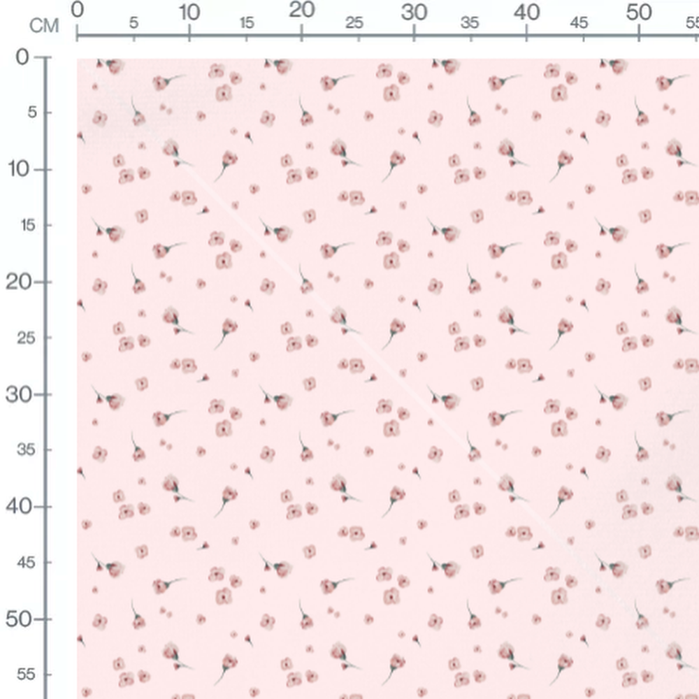 Tissu - Fleurs roses sur fond doux
