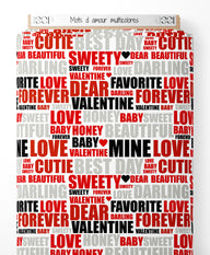 Tissu - Mots d'amour multicolores