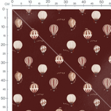 Tissu - Montgolfières sur fond marron