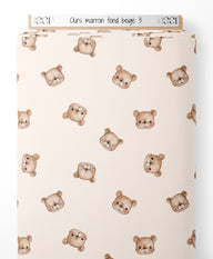 Tissu - Ours marron sur fond beige 3