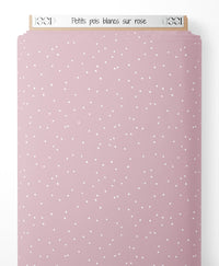 Tissu - Petits pois blancs sur rose