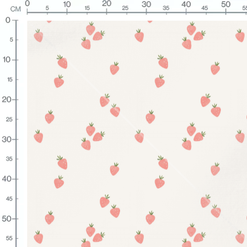 Tissu - Fraises roses dessinées