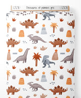 Tissu - Dinosaures et palmiers gris