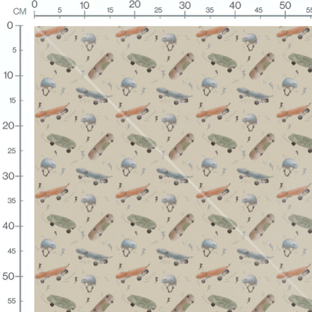 Tissu - Skateboards et casques colorés