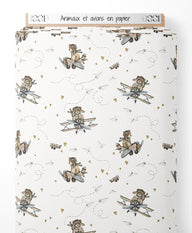 Tissu - Animaux et avions en papier