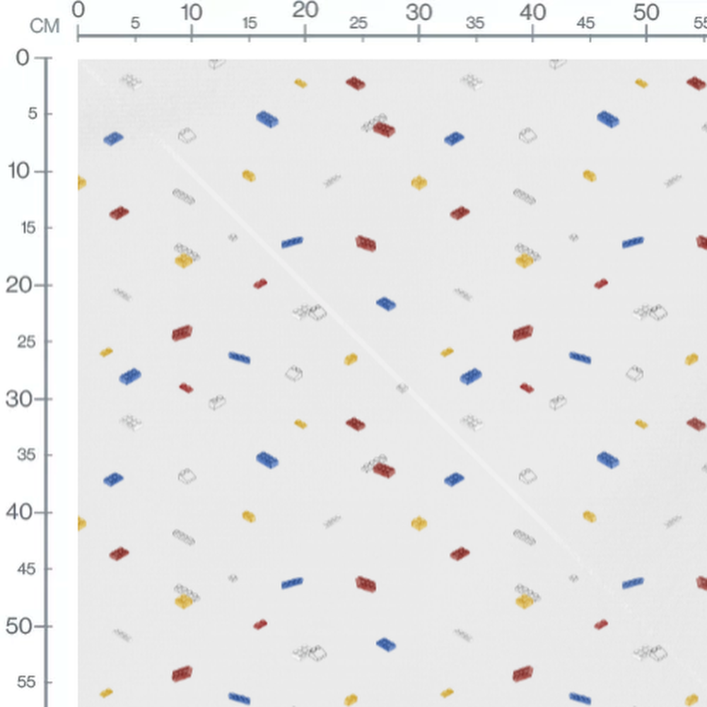 Tissu - Briques colorées sur fond blanc