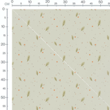 Tissu - Feuilles vertes sur fond beige