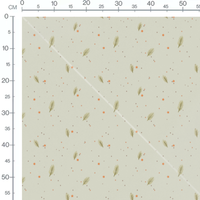 Tissu - Feuilles vertes sur fond beige
