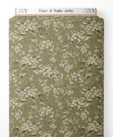 Tissu - Fleurs et feuilles vertes