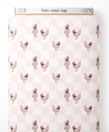 Tissu - Poules nœud rouge
