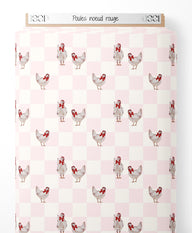 Tissu - Poules nœud rouge