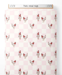 Tissu - Poules nœud rouge