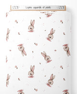 Tissu - Lapins aquarelle et points