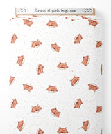 Tissu - Renards et points beige doux