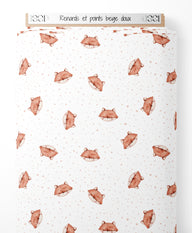 Tissu - Renards et points beige doux