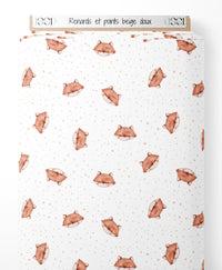 Tissu - Renards et points beige doux