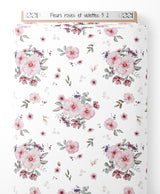Tissu - Fleurs roses et violettes 3 2
