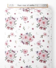 Tissu - Fleurs roses et violettes 3 2