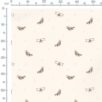 Tissu - Avions biplans beige