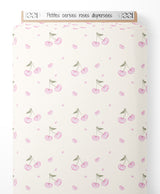 Tissu - Petites cerises roses dispersées