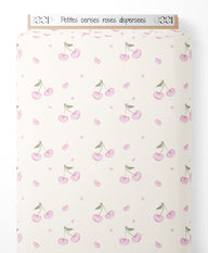 Tissu - Petites cerises roses dispersées