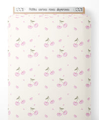 Tissu - Petites cerises roses dispersées