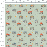 Tissu - Camions colorés et trophées