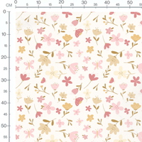 Tissu - Fleurs pastel et insectes ludiques