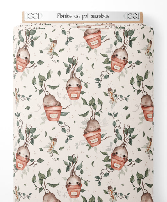 Tissu - Plantes en pot adorables