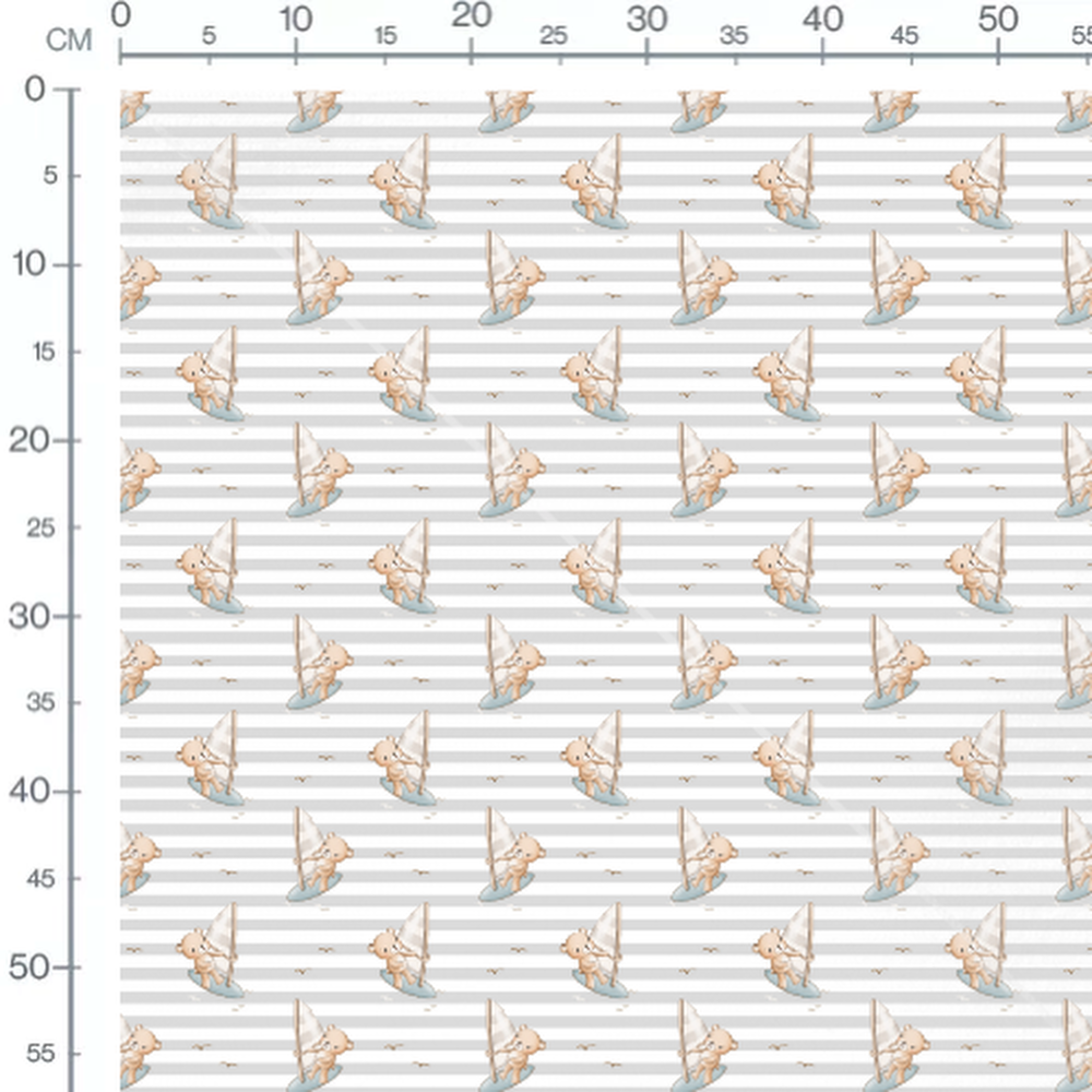 Tissu - Oursons beige sur fond gris