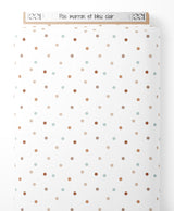 Tissu - Pois marron et bleu clair