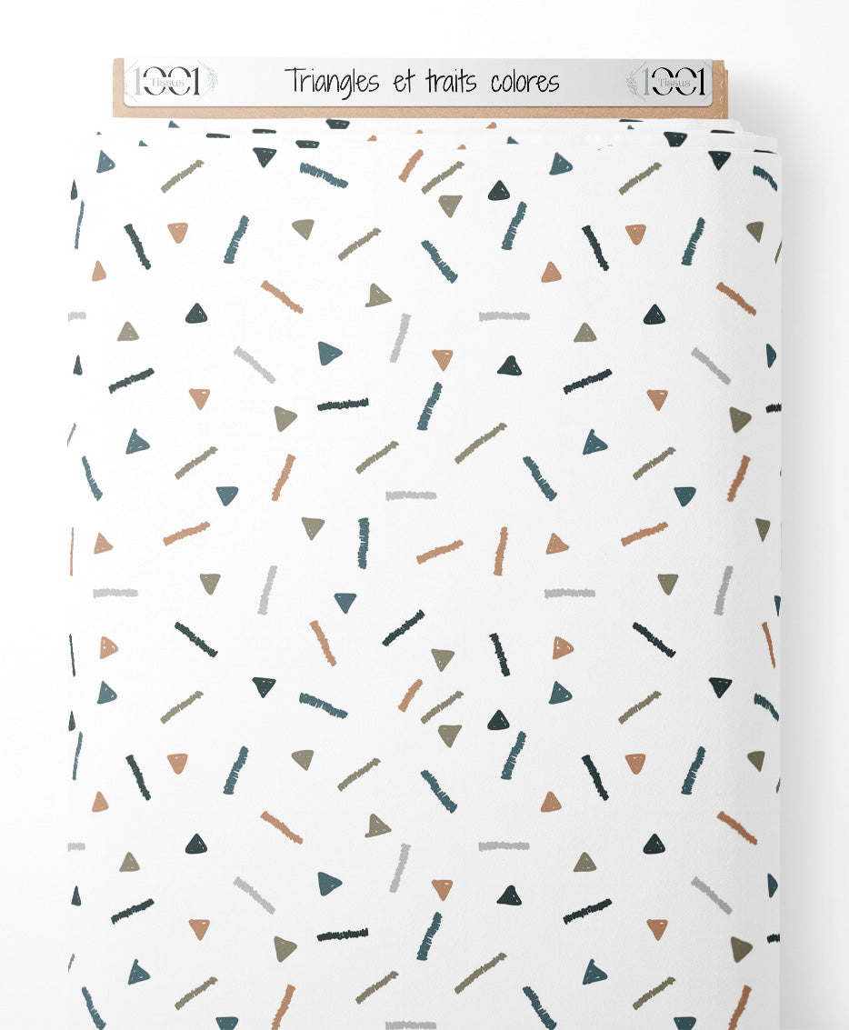 Tissu - Triangles et traits colorés