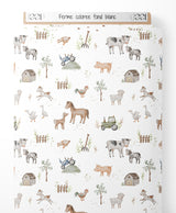 Tissu - Ferme colorée sur fond blanc