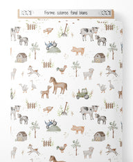 Tissu - Ferme colorée sur fond blanc