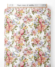 Tissu - Fleurs roses et violettes 2 2