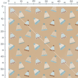 Tissu - Bonnets colorés sur fond beige