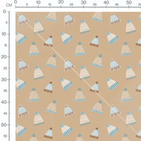 Tissu - Bonnets colorés sur fond beige