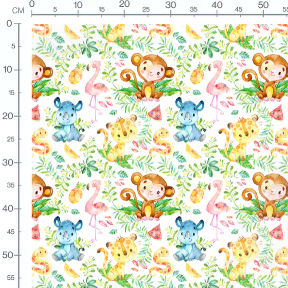 Tissu - Animaux tropicaux aquarelle
