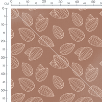 Tissu - Amandes esquissées sur brun