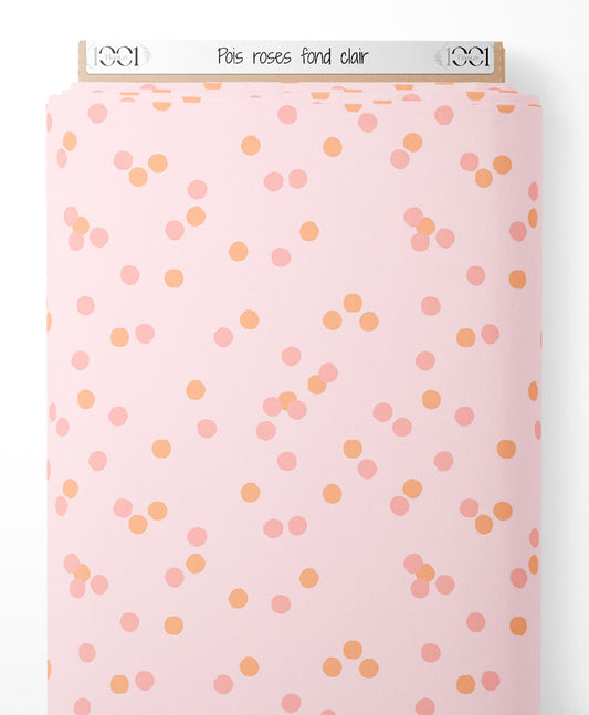 Tissu - Pois roses sur fond clair