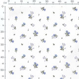 Tissu - Roses bleues et petites fleurs
