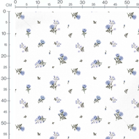 Tissu - Roses bleues et petites fleurs