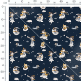 Tissu - Enfants et renards sur étoiles
