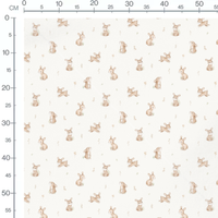 Tissu - Lapins beige et fleurs blanches