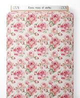 Tissu - Roses roses et vertes